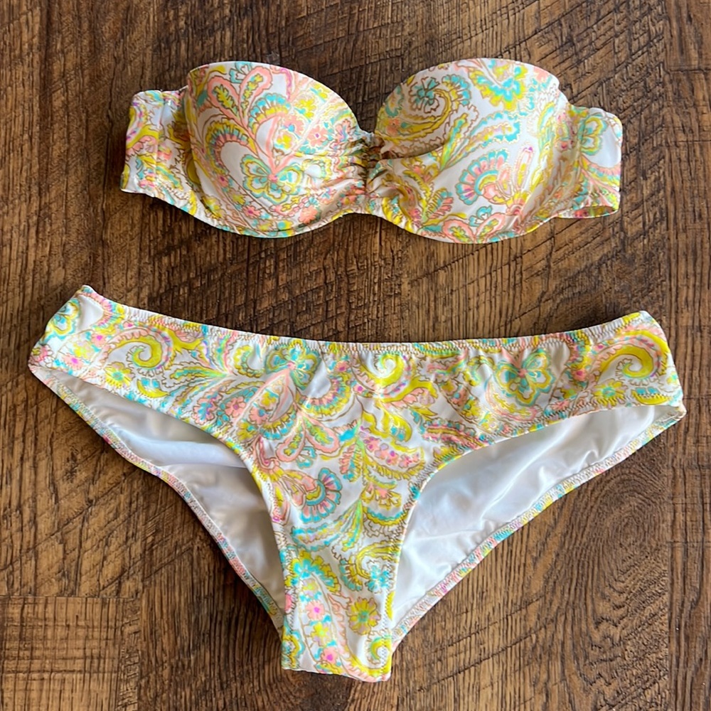 Victorias Secret Padded Bikini Top (36A) Bikini Bottoms (Large)